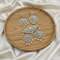 Tanish Art Jewellery American Diamond Stone Beads Pendant Set