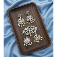 Tanish Art Jewellery American Diamond Stone Beads Pendant Set