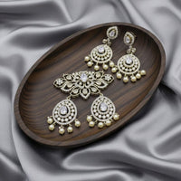 Tanish Art Jewellery American Diamond Stone Beads Pendant Set