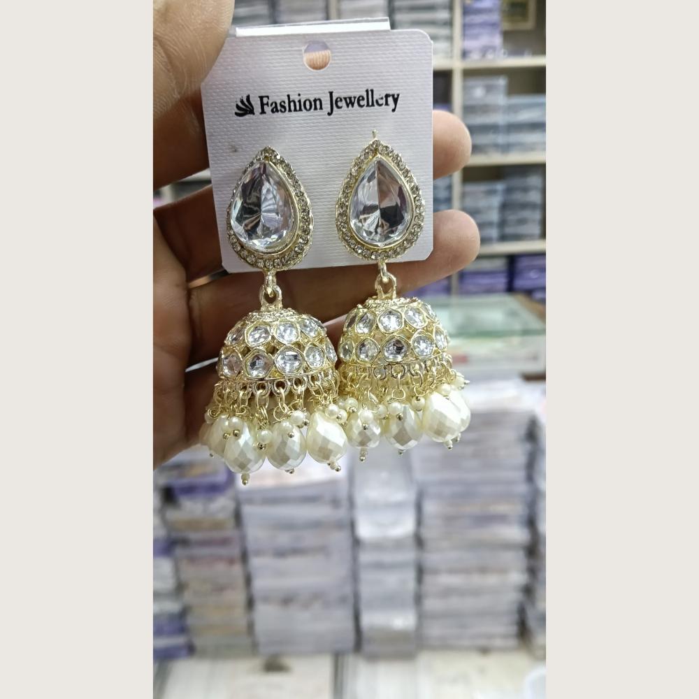 Tanish Art Jewellery Premium Kundan Stone Beads Festive Jhumki Earrings