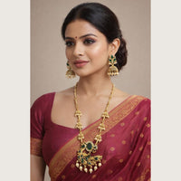 Tanish Art Jewellery Heritage Pota Stone And Pearl Long Necklace Set