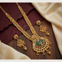 Tanish Art Jewellery Heritage Pota Stone And Pearl Long Necklace Set