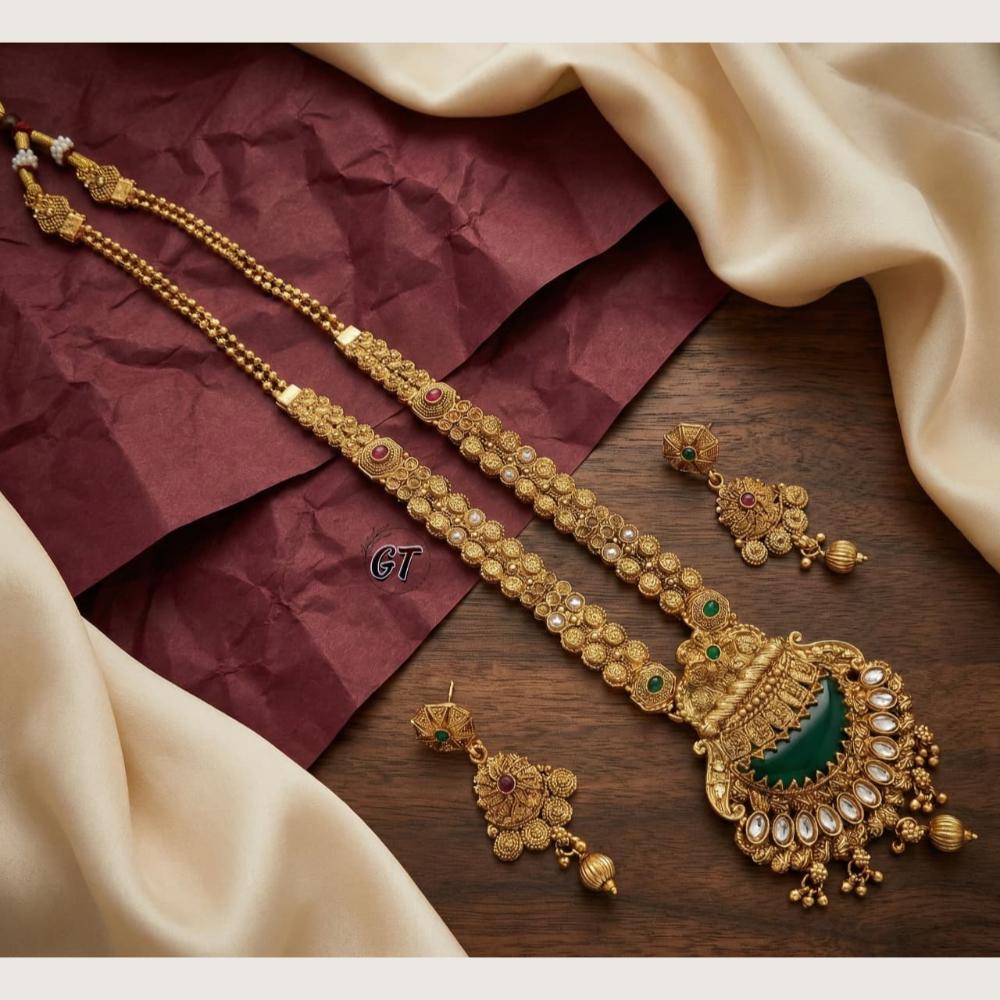 Tanish Art Jewellery Heritage Pota Stone And Pearl Long Necklace Set
