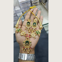 Tanish Art Jewellery Heritage Pota Stone And Pearl Necklace Set