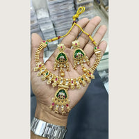 Tanish Art Jewellery Heritage Pota Stone And Pearl Necklace Set