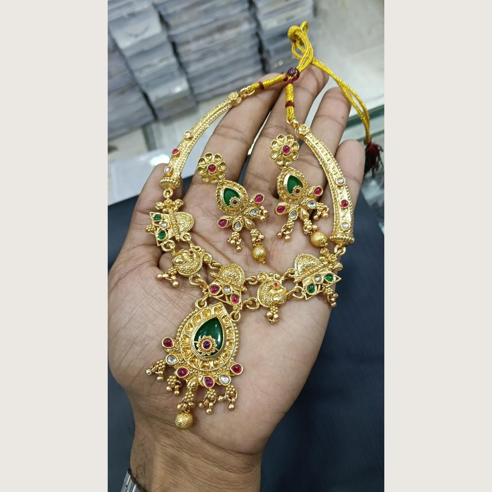 Tanish Art Jewellery Heritage Pota Stone And Pearl Necklace Set