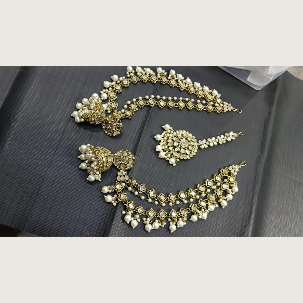 Tanish Art Jewellery Mirror Jhumki Earchains With Maangtika