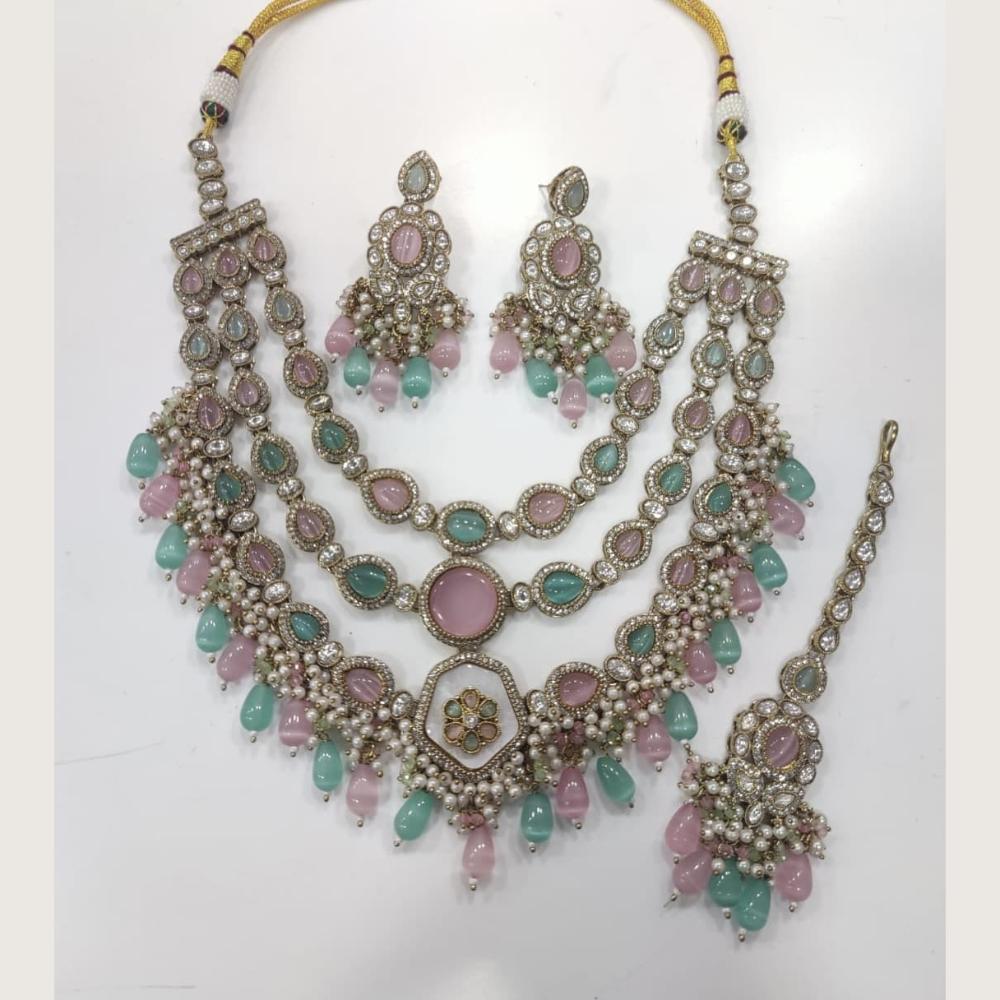 Tanish Art Jewellery Royal Pota Stone And Beads Necklace Set