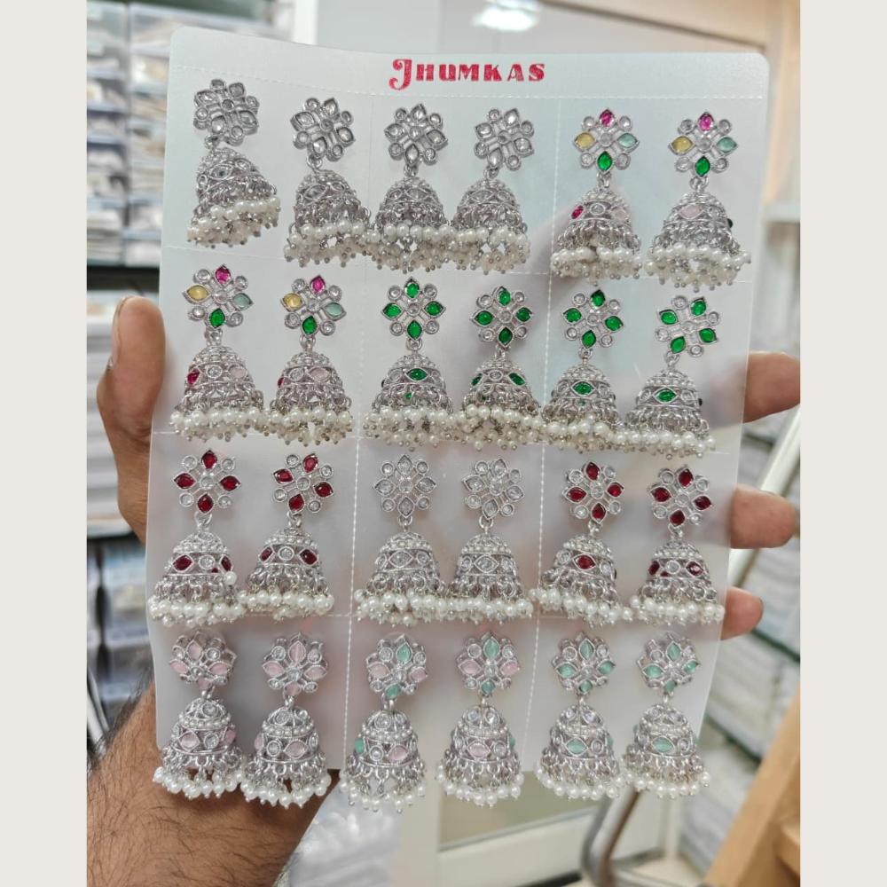 Tanish Art Jewellery Premium Crystal Stone And Pearl Festive Jhumki Earrings