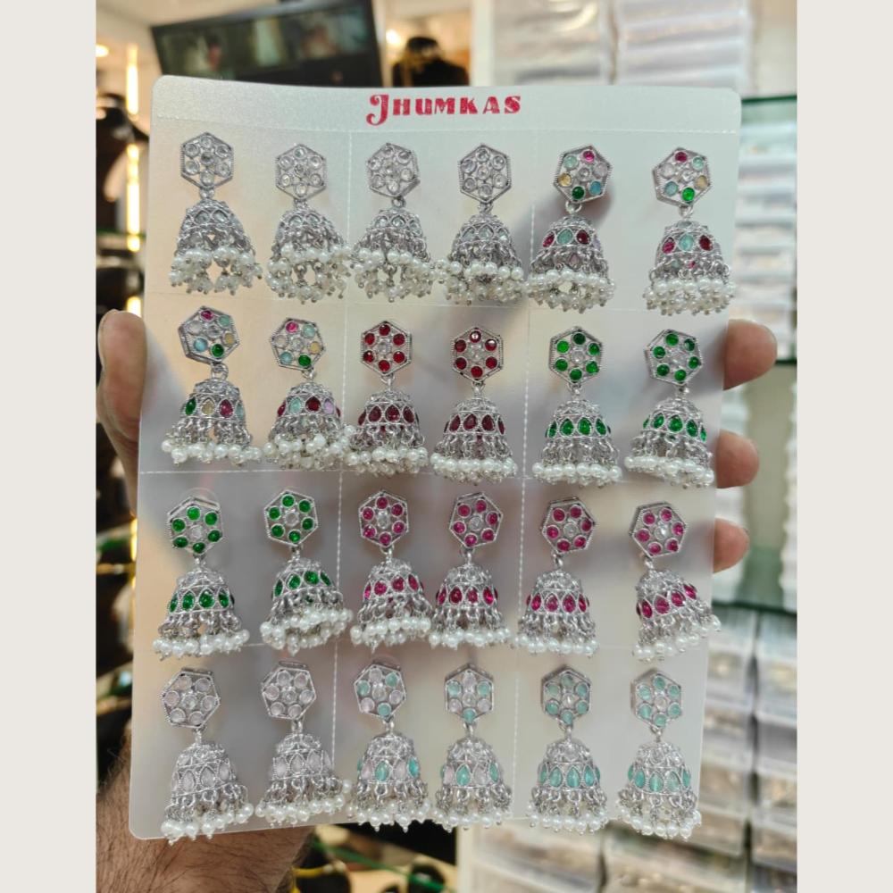 Tanish Art Jewellery Premium Crystal Stone And Pearl Festive Jhumki Earrings