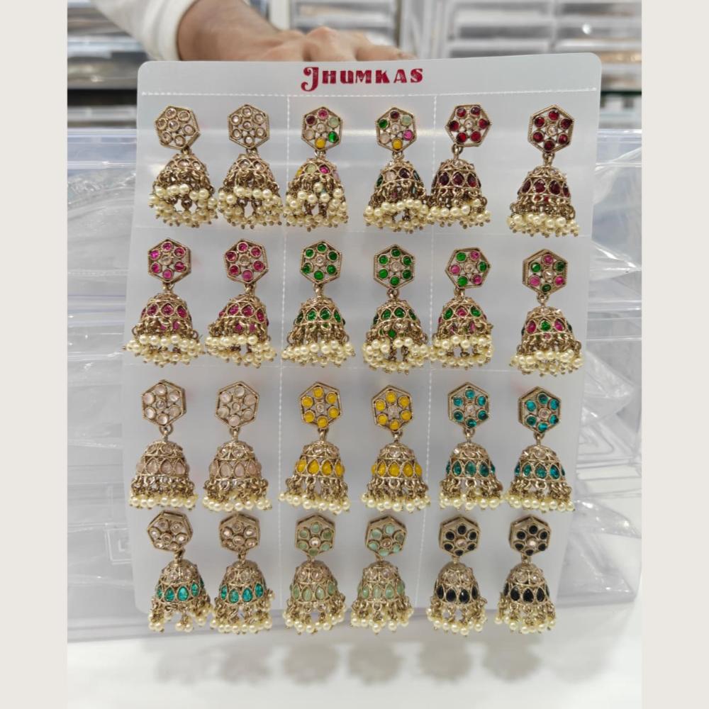 Tanish Art Jewellery Premium Crystal Stone And Pearl Festive Jhumki Earrings