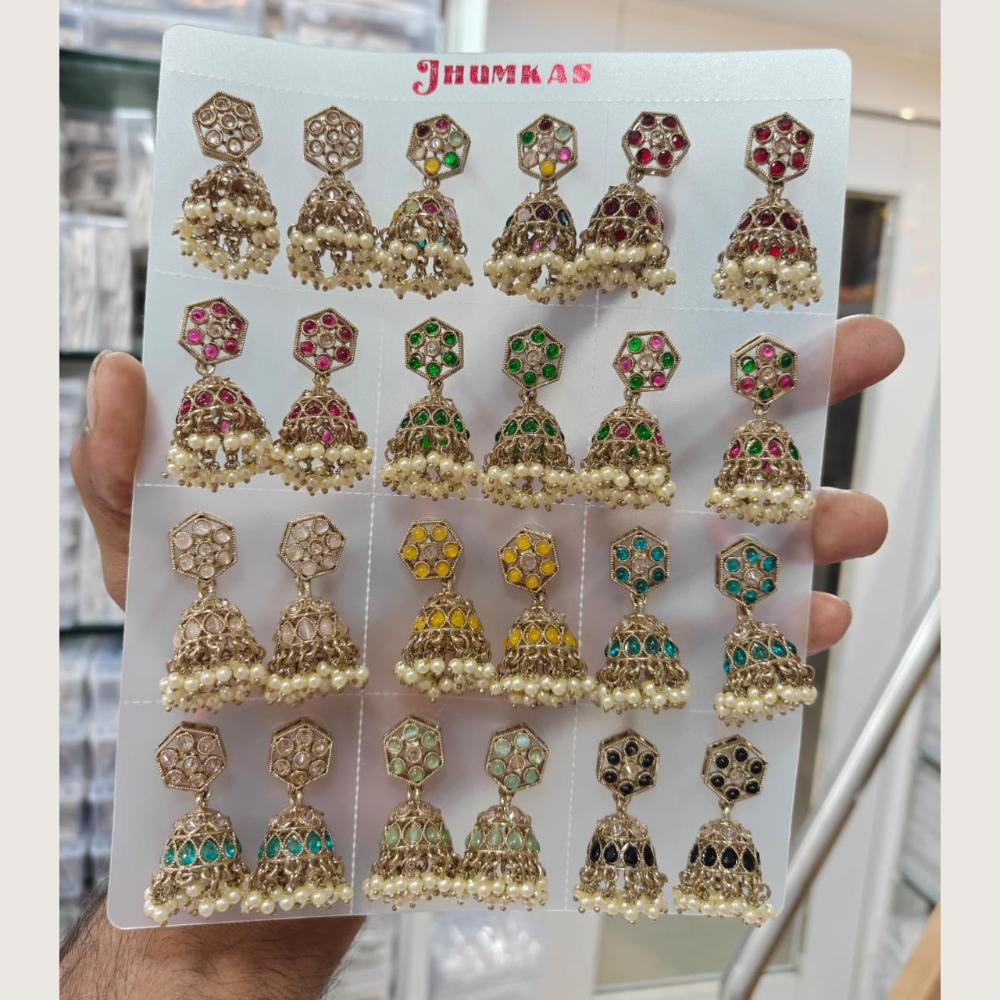 Tanish Art Jewellery Premium Crystal Stone And Pearl Festive Jhumki Earrings