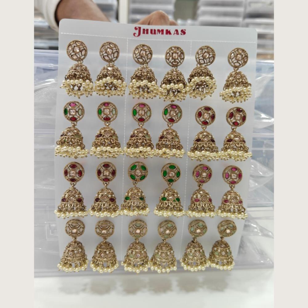 Tanish Art Jewellery Premium Crystal Stone And Pearl Festive Jhumki Earrings