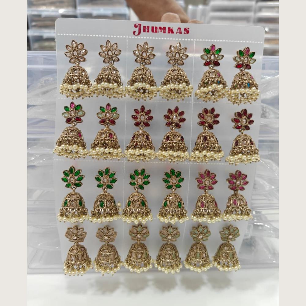 Tanish Art Jewellery Premium Crystal Stone And Pearl Festive Jhumki Earrings