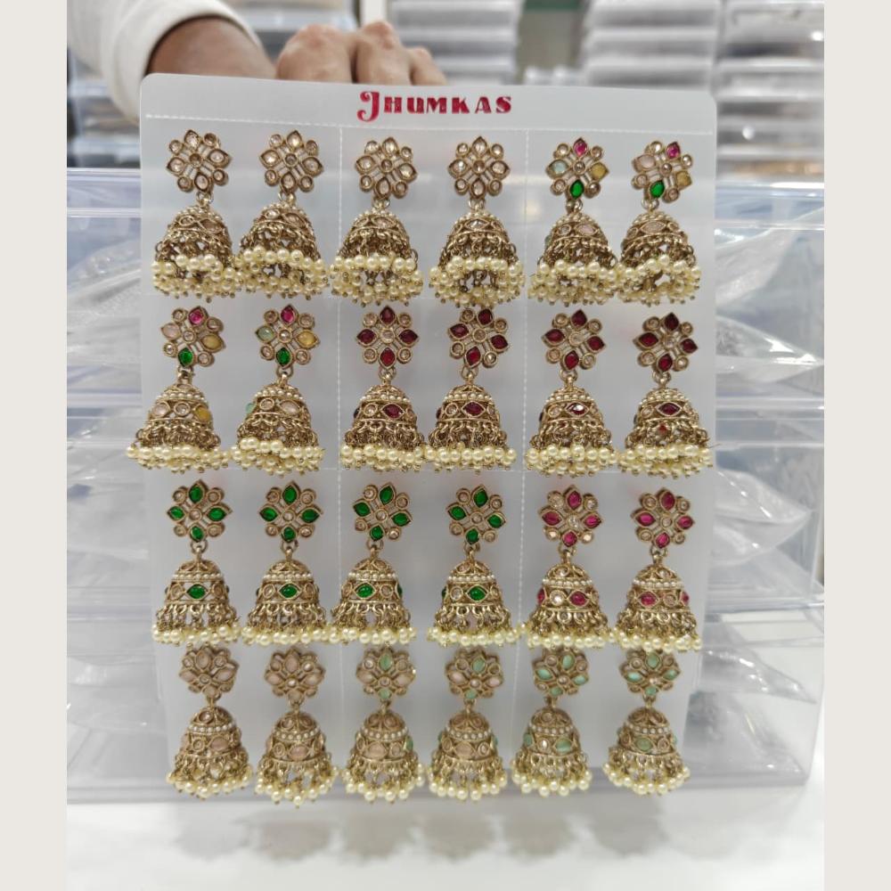 Tanish Art Jewellery Premium Crystal Stone And Pearl Festive Jhumki Earrings