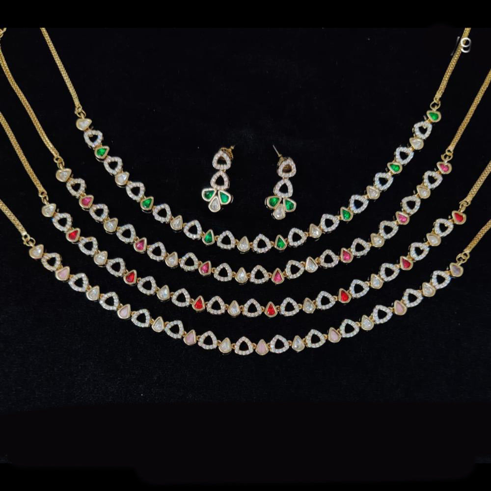 Tanish Art Jewellery Classic Polki Kundan And Austrian Stone Necklace Set