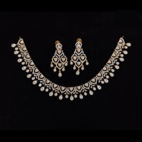 Tanish Art Jewellery Premium Polki Kundan And Austrian Stone Necklace Set