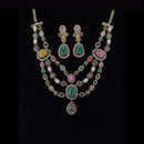 Tanish Art Jewellery Classic Pota Stone Polki Kundan And Austrian Stone Necklace Set