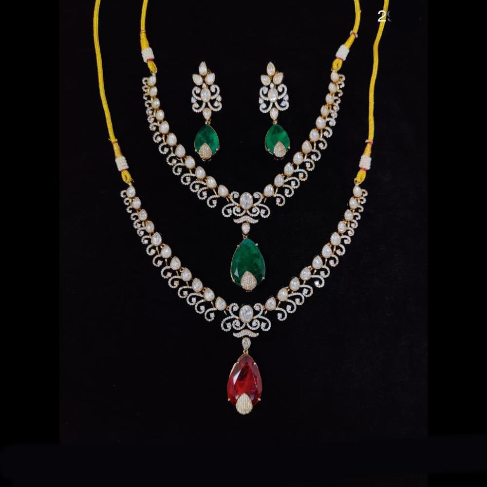 Tanish Art Jewellery Classic Polki Kundan And Austrian Stone Necklace Set