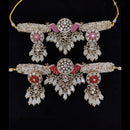 Tanish Art Jewellery Modern Glam Polki Kundan Pearl Peacock Choker Necklace Set