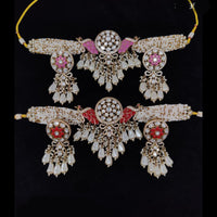 Tanish Art Jewellery Modern Glam Polki Kundan Pearl Peacock Choker Necklace Set