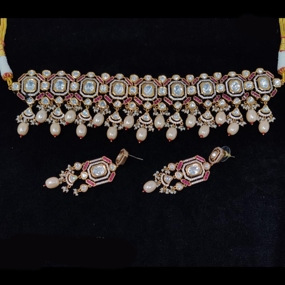 Tanish Art Jewellery Polki Kundan Pearl And Beads Choker Necklace Set