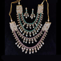 Tanish Art Jewellery Traditional Polki Kundan And Austrian Stone Double Necklace Set