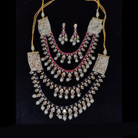 Tanish Art Jewellery Traditional Polki Kundan And Austrian Stone Double Necklace Set
