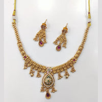 Tanish Art Jewellery Luxury Pota Stone And Pearl Meenakari Traditional Necklace Set 