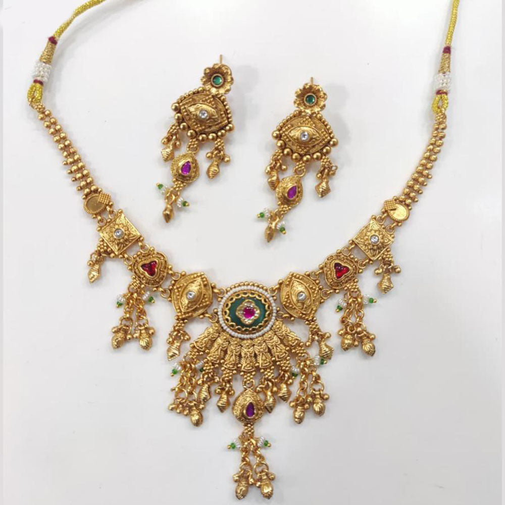 Tanish Art Jewellery Royal Pota Stone And Pearl Necklace Set 