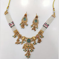 Tanish Art Jewellery Royal Pota Stone And Pearl Necklace Set 