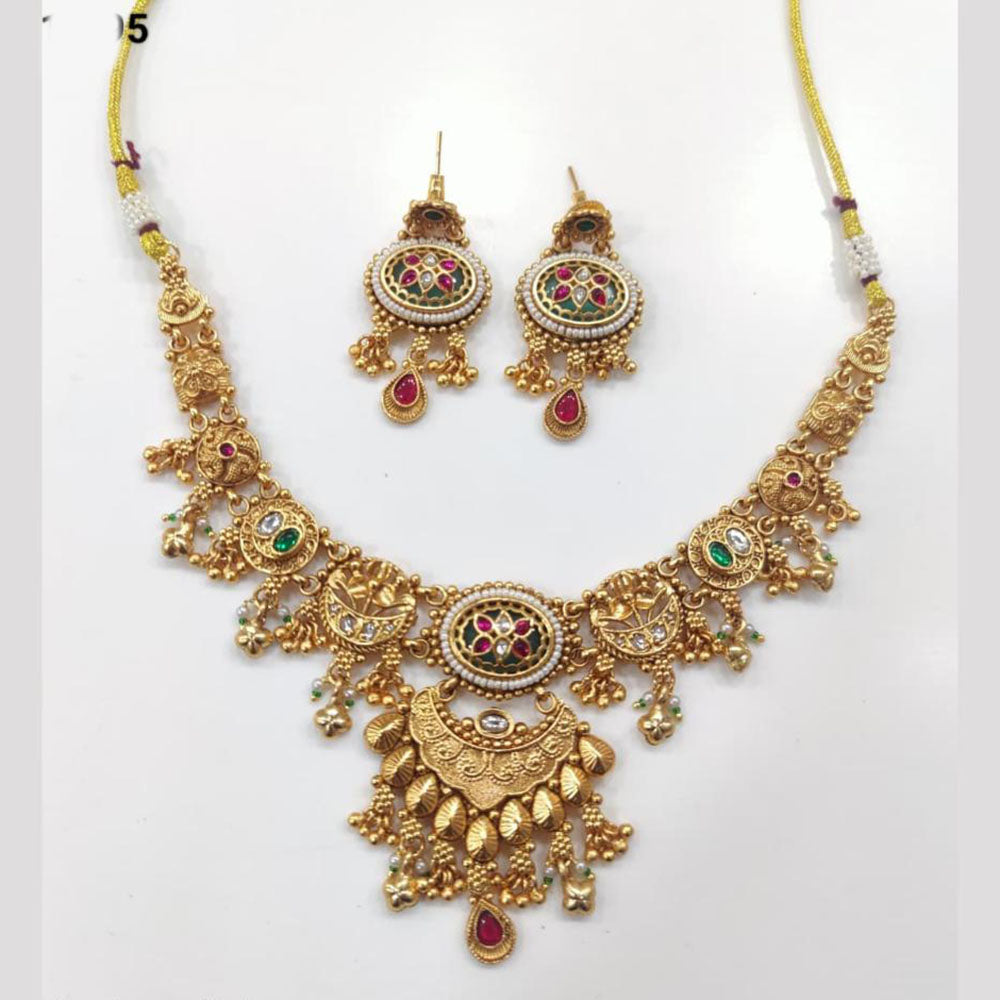 Tanish Art Jewellery Royal Pota Stone And Pearl Necklace Set 