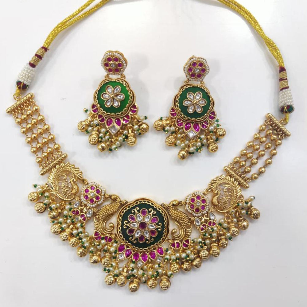 Tanish Art Jewellery Royal Pota Stone And Pearl Necklace Set 