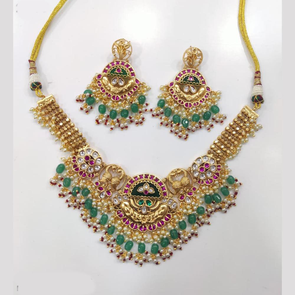 Tanish Art Jewellery Royal Pota Stone And Pearl Necklace Set 