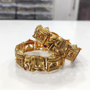 Tanish Art Jewellery Heritage Pota Stone Elephant Motif Openable Bangles Set