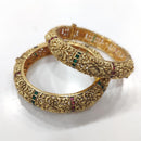 Tanish Art Jewellery Heritage Pota Stone Openable Bangles Set
