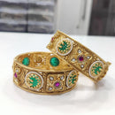 Tanish Art Jewellery Heritage Pota Stone And Pearl Openable Bangles Set