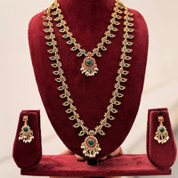 Tanish Art Jewellery Designer Pota Stone And Pearl Double Necklace Set