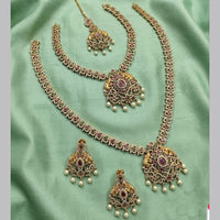 Tanish Art Jewellery Designer Pota Stone And Pearl Double Necklace Set