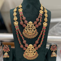 Tanish Art Jewellery Designer Pota Stone And Pearl Temple Double Necklace Set