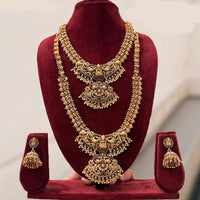 Tanish Art Jewellery Designer Pota Stone And Pearl Temple Double Necklace Set