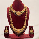 Tanish Art Jewellery Designer Pota Stone And Pearl Temple Double Necklace Set