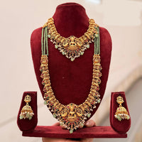 Tanish Art Jewellery Designer Pota Stone And Pearl Temple Double Necklace Set