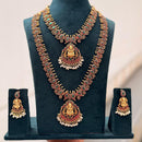 Tanish Art Jewellery Designer Pota Stone And Pearl Temple Double Necklace Set