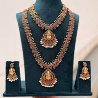 Tanish Art Jewellery Designer Pota Stone And Pearl Temple Double Necklace Set
