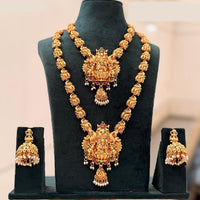Tanish Art Jewellery Designer Pota Stone And Pearl Temple Double Necklace Set