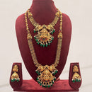 Tanish Art Jewellery Designer Pota Stone And Pearl Temple Double Necklace Set