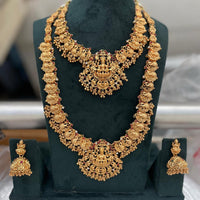 Tanish Art Jewellery Designer Pota Stone And Pearl Temple Double Necklace Set