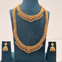 Tanish Art Jewellery Designer Pota Stone And Pearl Temple Double Necklace Set