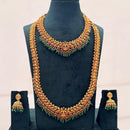 Tanish Art Jewellery Designer Pota Stone And Pearl Temple Double Necklace Set